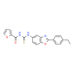 ChemSpider 2D Image | N-{[2-(4-Ethylphenyl)-1,3-benzoxazol-5-yl]carbamothioyl}-2-furamide | C21H17N3O3S