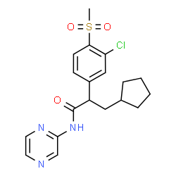 ChemSpider 2D Image | 2-[3-Chloro-4-(methylsulfonyl)phenyl]-3-cyclopentyl-N-(2-pyrazinyl)propanamide | C19H22ClN3O3S