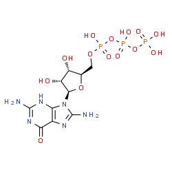 ChemSpider 2D Image | 8-Aminoguanosine 5'-(tetrahydrogen triphosphate) | C10H17N6O14P3