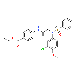 ChemSpider 2D Image | Ethyl 4-{[N-(3-chloro-4-methoxyphenyl)-N-(phenylsulfonyl)glycyl]amino}benzoate | C24H23ClN2O6S