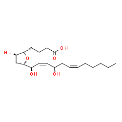 ChemSpider 2D Image | 4-{(2S,3R,5S)-5-[(1R,2Z,4S,6Z)-1,4-Dihydroxy-2,6-dodecadien-1-yl]-3-hydroxytetrahydro-2-furanyl}butanoic acid | C20H34O6