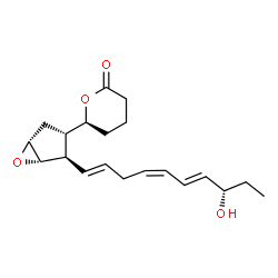 ChemSpider 2D Image | (6S)-6-{(1S,2R,3S,5R)-2-[(1E,4Z,6E,8S)-8-Hydroxy-1,4,6-decatrien-1-yl]-6-oxabicyclo[3.1.0]hex-3-yl}tetrahydro-2H-pyran-2-one | C20H28O4