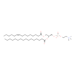 ChemSpider 2D Image | (2R)-2-(Palmitoyloxy)-3-[(9Z)-9-pentadecenoyloxy]propyl 2-(trimethylammonio)ethyl phosphate | C39H76NO8P