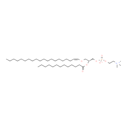 ChemSpider 2D Image | (2R)-3-[(1Z)-1-Icosen-1-yloxy]-2-(tridecanoyloxy)propyl 2-(trimethylammonio)ethyl phosphate | C41H82NO7P