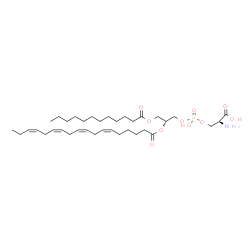ChemSpider 2D Image | O-[{(2R)-3-(Dodecanoyloxy)-2-[(6Z,9Z,12Z,15Z)-6,9,12,15-octadecatetraenoyloxy]propoxy}(hydroxy)phosphoryl]-L-serine | C36H62NO10P