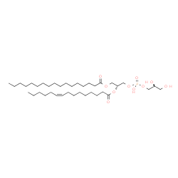 ChemSpider 2D Image | (2R)-3-({[(2S)-2,3-Dihydroxypropoxy](hydroxy)phosphoryl}oxy)-2-[(9Z)-9-pentadecenoyloxy]propyl heptadecanoate | C38H73O10P