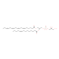 ChemSpider 2D Image | (2R)-3-({[(2S)-2,3-Dihydroxypropoxy](hydroxy)phosphoryl}oxy)-2-[(9Z)-9-tetradecenoyloxy]propyl (6Z,9Z,12Z,15Z)-6,9,12,15-octadecatetraenoate | C38H65O10P