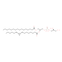 ChemSpider 2D Image | (2R)-3-({[(2S)-2,3-Dihydroxypropoxy](hydroxy)phosphoryl}oxy)-2-({8-[(1R,2S)-2-hexylcyclopropyl]octanoyl}oxy)propyl palmitate | C39H75O10P