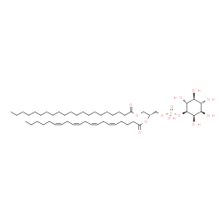 ChemSpider 2D Image | (2R)-3-[(Hydroxy{[(1S,2R,3R,4S,5S,6R)-2,3,4,5,6-pentahydroxycyclohexyl]oxy}phosphoryl)oxy]-2-[(5Z,8Z,11Z,14Z)-5,8,11,14-icosatetraenoyloxy]propyl henicosanoate | C50H89O13P