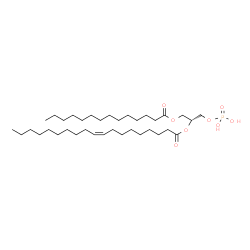ChemSpider 2D Image | (2R)-1-(Phosphonooxy)-3-(tetradecanoyloxy)-2-propanyl (9Z)-9-nonadecenoate | C36H69O8P