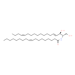 ChemSpider 2D Image | (9Z)-N-[(2S,3R,4E,14Z)-1,3-Dihydroxy-4,14-octadecadien-2-yl]-9-octadecenamide | C36H67NO3