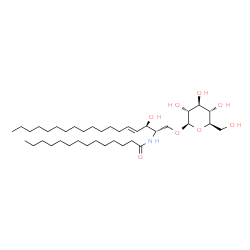 ChemSpider 2D Image | N-[(2S,3R,4E)-1-(beta-D-Glucopyranosyloxy)-3-hydroxy-4-octadecen-2-yl]tetradecanamide | C38H73NO8