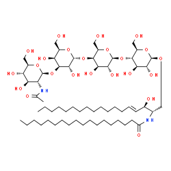 ChemSpider 2D Image | N-[(2S,3R,4E)-1-{[2-Acetamido-2-deoxy-beta-D-glucopyranosyl-(1->3)-alpha-D-galactopyranosyl-(1->4)-beta-D-galactopyranosyl-(1->4)-beta-D-glucopyranosyl]oxy}-3-hydroxy-4-octadecen-2-yl]octadecanamide | C62H114N2O23