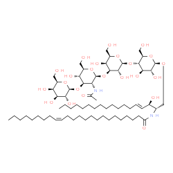 ChemSpider 2D Image | (15Z)-N-[(2S,3R,4E)-1-{[beta-D-Galactopyranosyl-(1->3)-2-acetamido-2-deoxy-beta-D-glucopyranosyl-(1->3)-beta-D-galactopyranosyl-(1->4)-beta-D-glucopyranosyl]oxy}-3-hydroxy-4-octadecen-2-yl]-15-tetraco
senamide | C68H124N2O23