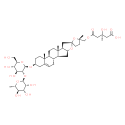 ChemSpider 2D Image | (3S)-5-{[(2S,2'S,4a'R,4b'S,5S,6a'S,6b'R,9a'S,10a'S,10b'S)-2'-{[2-O-(6-Deoxy-alpha-L-mannopyranosyl)-beta-D-glucopyranosyl]oxy}-4a',5,6a'-trimethyl-1',2',3',4,4',4a',4b',5,5',6',6a',6b',7',9a',10',10a'
,10b',11'-octadecahydro-3H-spiro[furan-2,8'-naphtho[2',1':4,5]indeno[2,1-b]furan]-5-yl]methoxy}-3-hydroxy-3-methyl-5-oxopentanoic acid | C44H68O17