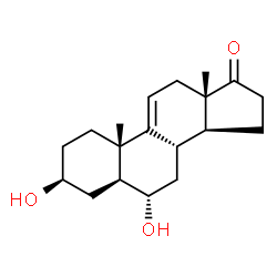 ChemSpider 2D Image | (3beta,5alpha,6alpha)-3,6-Dihydroxyandrost-9(11)-en-17-one | C19H28O3