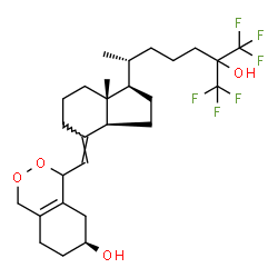 ChemSpider 2D Image | (6S)-4-[(E)-{(1R,3aS,7aR)-7a-Methyl-1-[(2R)-7,7,7-trifluoro-6-hydroxy-6-(trifluoromethyl)-2-heptanyl]octahydro-4H-inden-4-ylidene}methyl]-1,4,5,6,7,8-hexahydro-2,3-benzodioxin-6-ol | C27H38F6O4