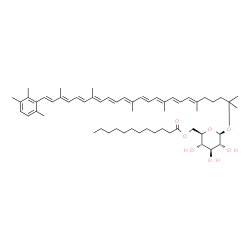 ChemSpider 2D Image | 1',2'-Dihydro-phi,psi-caroten-1'-yl 6-O-dodecanoyl-beta-D-glucopyranoside | C58H86O7
