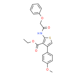 ChemSpider 2D Image | Ethyl 4-(4-methoxyphenyl)-2-[(phenoxyacetyl)amino]-3-thiophenecarboxylate | C22H21NO5S