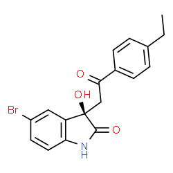 ChemSpider 2D Image | (3R)-5-Bromo-3-[2-(4-ethylphenyl)-2-oxoethyl]-3-hydroxy-1,3-dihydro-2H-indol-2-one | C18H16BrNO3