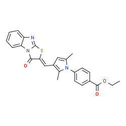 ChemSpider 2D Image | Ethyl 4-{2,5-dimethyl-3-[(Z)-(3-oxo[1,3]thiazolo[3,2-a]benzimidazol-2(3H)-ylidene)methyl]-1H-pyrrol-1-yl}benzoate | C25H21N3O3S