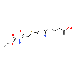 ChemSpider 2D Image | 3-{[5-({2-[(Ethoxycarbonyl)amino]-2-oxoethyl}sulfanyl)-1,3,4-thiadiazolidin-2-yl]sulfanyl}propanoic acid | C10H17N3O5S3