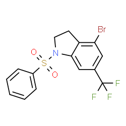 ChemSpider 2D Image | 4-Bromo-1-(phenylsulfonyl)-6-(trifluoromethyl)indoline | C15H11BrF3NO2S