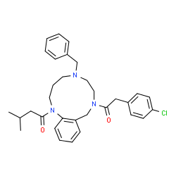 ChemSpider 2D Image | 1-{5-Benzyl-8-[(4-chlorophenyl)acetyl]-2,3,4,5,6,7,8,9-octahydro-1H-1,5,8-benzotriazacycloundecin-1-yl}-3-methyl-1-butanone | C32H38ClN3O2