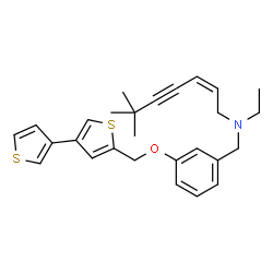 ChemSpider 2D Image | (2Z)-N-[3-(3,3'-Bithiophen-5-ylmethoxy)benzyl]-N-ethyl-6,6-dimethyl-2-hepten-4-yn-1-amine | C27H31NOS2