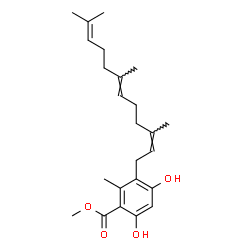 ChemSpider 2D Image | Methyl 4,6-dihydroxy-2-methyl-3-[(2Z,6E)-3,7,11-trimethyl-2,6,10-dodecatrien-1-yl]benzoate | C24H34O4