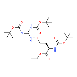 ChemSpider 2D Image | Ethyl O-(N',N''-bis{[(2-methyl-2-propanyl)oxy]carbonyl}carbamimidamido)-N-{[(2-methyl-2-propanyl)oxy]carbonyl}-D-homoserinate | C22H40N4O9