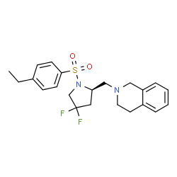 ChemSpider 2D Image | 2-({(2R)-1-[(4-Ethylphenyl)sulfonyl]-4,4-difluoro-2-pyrrolidinyl}methyl)-1,2,3,4-tetrahydroisoquinoline | C22H26F2N2O2S