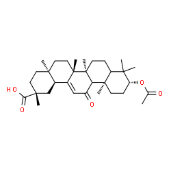 ChemSpider 2D Image | (3alpha,5xi,8alpha,9xi,10alpha,14beta,17alpha,18alpha)-3-Acetoxy-11-oxoolean-12-en-29-oic acid | C32H48O5