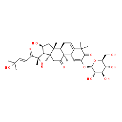 ChemSpider 2D Image | (4S,8beta,9alpha,13alpha,14beta,16beta,17alpha,20S,23E)-16,20,25-Trihydroxy-9,10,14-trimethyl-1,11,22-trioxo-4,9-cyclo-9,10-secocholesta-2,5,23-trien-2-yl beta-L-glucopyranoside | C36H52O12