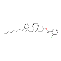 ChemSpider 2D Image | (3R,8R,9R,10S,13S,14R,17R)-10,13-Dimethyl-17-octyl-2,3,4,7,8,9,10,11,12,13,14,15,16,17-tetradecahydro-1H-cyclopenta[a]phenanthren-3-yl 2-chlorobenzoate (non-preferred name) | C34H49ClO2
