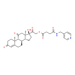 ChemSpider 2D Image | (8alpha,9beta,10alpha,13alpha,14beta,17alpha)-17-Hydroxy-3,11,20-trioxopregn-4-en-21-yl 4-oxo-4-[(4-pyridinylmethyl)amino]butanoate | C31H38N2O7