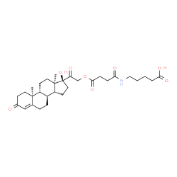 ChemSpider 2D Image | 5-[(4-{[(8alpha,9beta,10alpha,13alpha,14beta,17alpha)-17-Hydroxy-3,20-dioxopregn-4-en-21-yl]oxy}-4-oxobutanoyl)amino]pentanoic acid | C30H43NO8