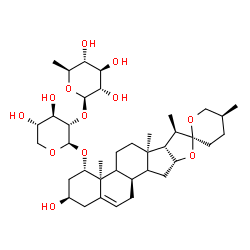 ChemSpider 2D Image | (1alpha,3beta,8alpha,9xi,10alpha,13alpha,14xi,17beta,20R,22S,25S)-3-Hydroxyspirost-5-en-1-yl 2-O-(6-deoxy-beta-L-glucopyranosyl)-beta-L-xylopyranoside | C38H60O12