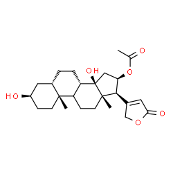 ChemSpider 2D Image | (3alpha,5alpha,8alpha,9xi,10alpha,13alpha,14alpha,16alpha,17alpha)-16-Acetoxy-3,14-dihydroxycard-20(22)-enolide | C25H36O6