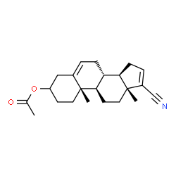 ChemSpider 2D Image | (8alpha,9beta,10alpha,13alpha,14beta)-17-Cyanoandrosta-5,16-dien-3-yl acetate | C22H29NO2