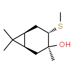 ChemSpider 2D Image | (1R,3S,4S,6S)-3,7,7-Trimethyl-4-(methylsulfanyl)bicyclo[4.1.0]heptan-3-ol | C11H20OS