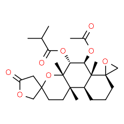 ChemSpider 2D Image | (4a'S,5'R,6'S,6a'R,7'S,10a'S,10b'S)-6'-Acetoxy-4a',6a',10b'-trimethyl-5-oxododecahydro-2'H-dispiro[furan-3,3'-benzo[f]chromene-7',2''-oxiran]-5'-yl 2-methylpropanoate | C26H38O8