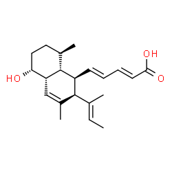 ChemSpider 2D Image | (2E,4E)-5-{(1R,2S,4aR,5R,8R,8aR)-2-[(2E)-2-Buten-2-yl]-5-hydroxy-3,8-dimethyl-1,2,4a,5,6,7,8,8a-octahydro-1-naphthalenyl}-2,4-pentadienoic acid | C21H30O3