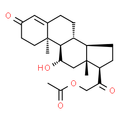 ChemSpider 2D Image | (8alpha,9beta,11beta,13alpha,14beta,17alpha)-11-Hydroxy-3,20-dioxopregn-4-en-21-yl acetate | C23H32O5
