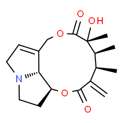 ChemSpider 2D Image | (4R,5S,6R,14aS,14bR)-6-Hydroxy-4,5,6-trimethyl-3-methylene-3,4,5,6,9,11,13,14,14a,14b-decahydro[1,6]dioxacyclododecino[2,3,4-gh]pyrrolizine-2,7-dione | C18H25NO5