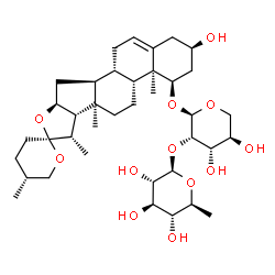 ChemSpider 2D Image | (1beta,3beta,9beta,10alpha,13alpha,17beta,22S,25R)-3-Hydroxyspirost-5-en-1-yl 2-O-(6-deoxy-beta-L-glucopyranosyl)-alpha-D-lyxopyranoside | C38H60O12