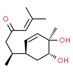 ChemSpider 2D Image | (6S)-6-[(1S,4R,5R)-4,5-Dihydroxy-4-methyl-2-cyclohexen-1-yl]-2-methyl-2-hepten-4-one | C15H24O3