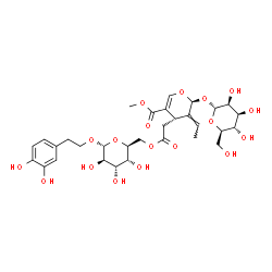 ChemSpider 2D Image | 2-(3,4-Dihydroxyphenyl)ethyl 6-O-{[(2S,3E,4S)-3-ethylidene-2-(alpha-D-mannopyranosyloxy)-5-(methoxycarbonyl)-3,4-dihydro-2H-pyran-4-yl]acetyl}-alpha-L-altropyranoside | C31H42O18