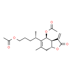 ChemSpider 2D Image | (4S)-4-[(3aS,4S,7aR)-4-Acetoxy-6-methyl-3-methylene-2-oxo-2,3,3a,4,7,7a-hexahydro-1-benzofuran-5-yl]pentyl acetate | C19H26O6