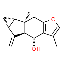 ChemSpider 2D Image | (4R,4aS,5aR,6aS,6bR)-3,6b-Dimethyl-5-methylene-4,4a,5,5a,6,6a,6b,7-octahydrocyclopropa[2,3]indeno[5,6-b]furan-4-ol | C15H18O2